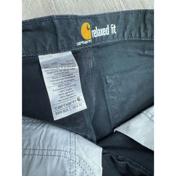 Carhartt B342 BLK Cargo Pants Ripstop Mens 32x31 Canvas Relaxed Fit Workwear - Picture 3 of 8